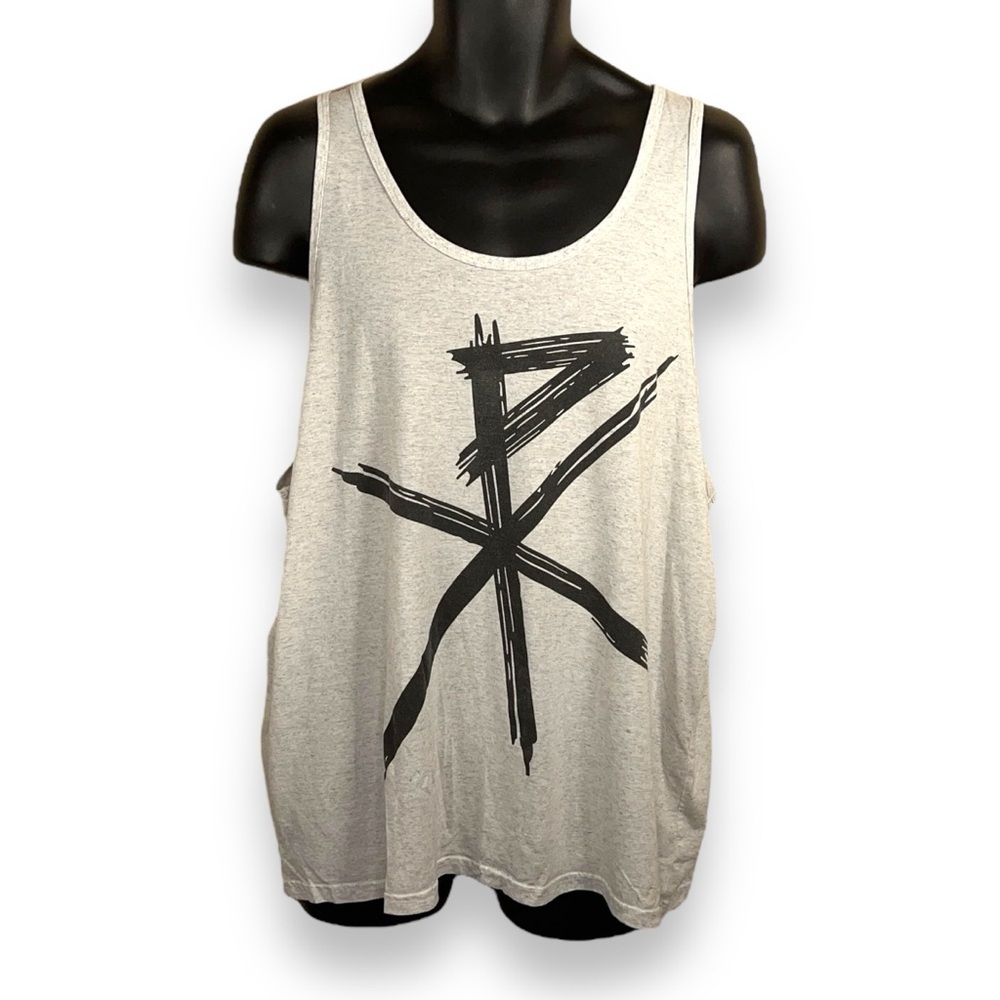 XL CHI RO TANK LIGHT GREY BLACK GRAPHIC SLEEVELESS WOMENS